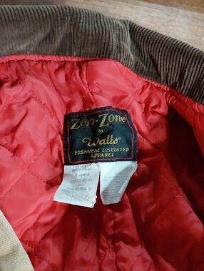 Walls Quilted Bomber Jacket with Red Lining and Brown Collar